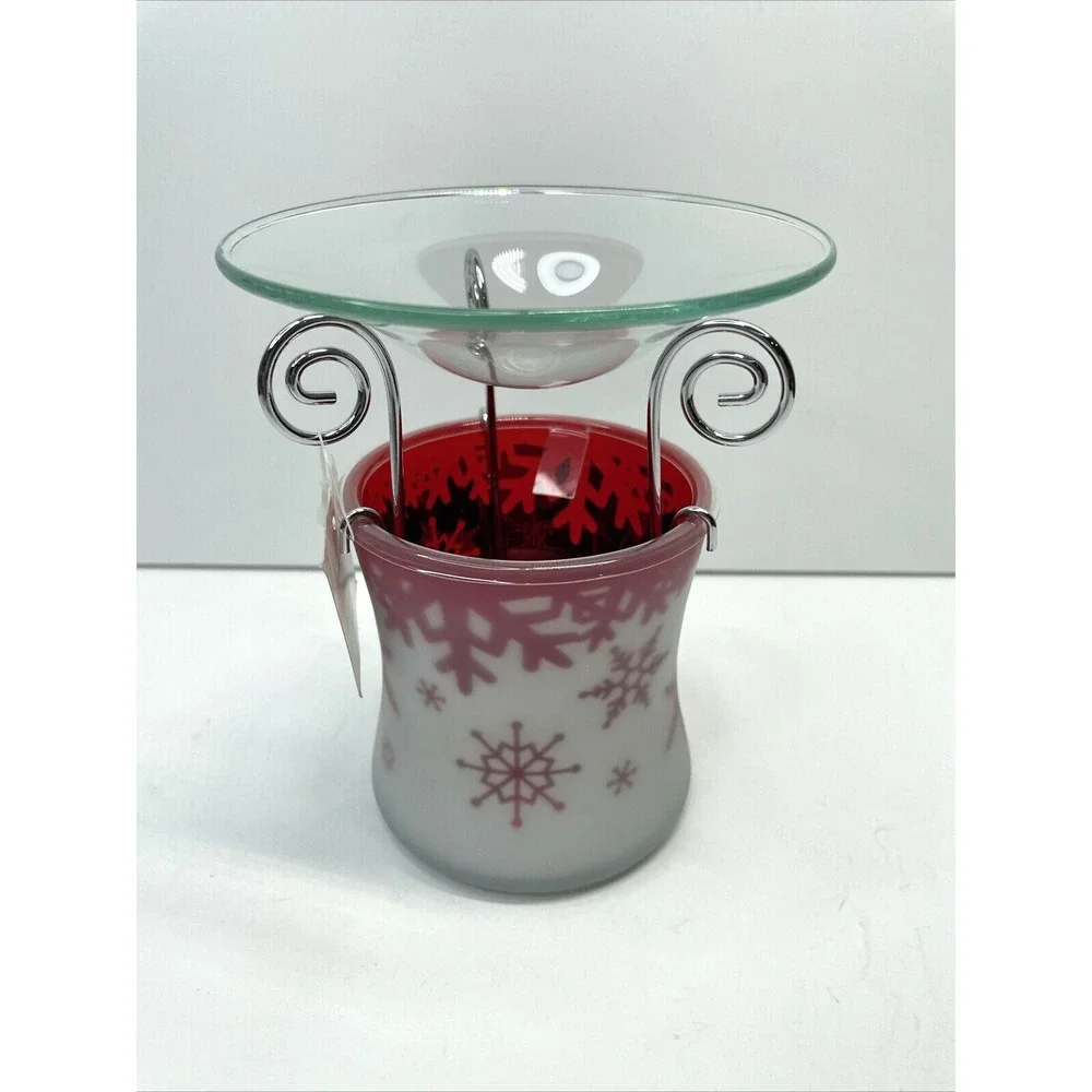 Yankee Candle Snowflake Tart Warmer Tea Light Red and White